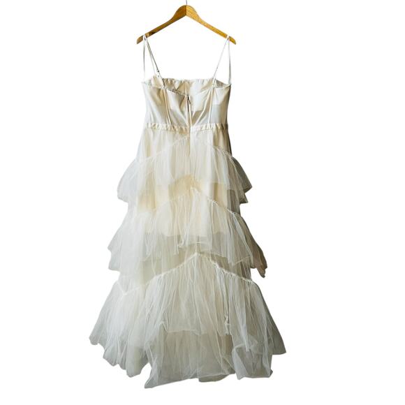 Bcbgmaxazria Ivory Tulle Spagetti strap Maxi Dress Size 16 - Picture 3 of 9